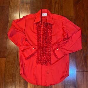 Lion of Troy vintage 70s ruffled shirt sz32/33 Medium